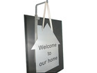 New Glass Plaque-Mirror House-Black Wording "Welcome To Our Home" Cream Ribbon