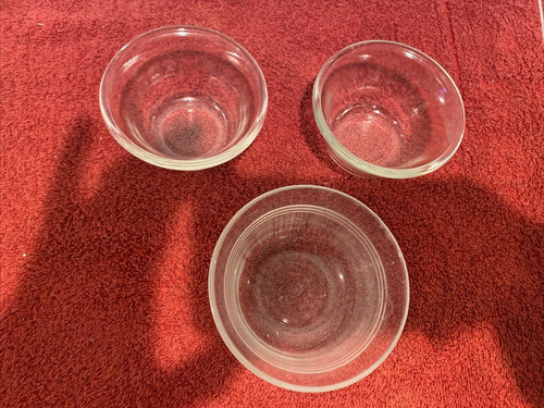 PYREX 414 & 463 CLEAR GLASS 3 CUPS CUSTARD RAMEKIN DESSERT SNACKS PUDDING ROLLED - Picture 2 of 6