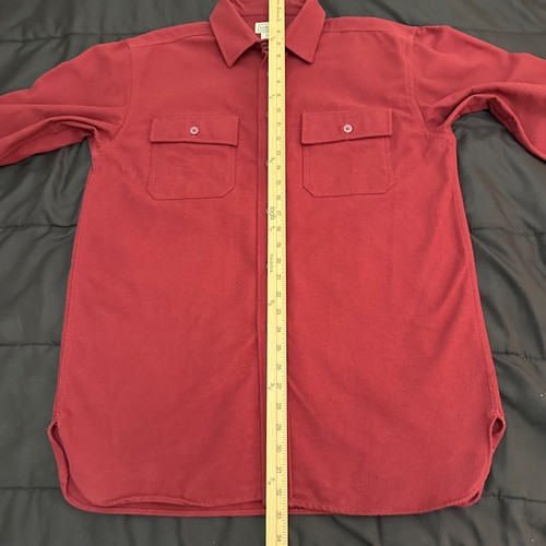 LL BEAN Mens M Medium Chamois Cloth Long Sleeve Flannel Thick Shirt Maroon Red - Picture 8 of 9