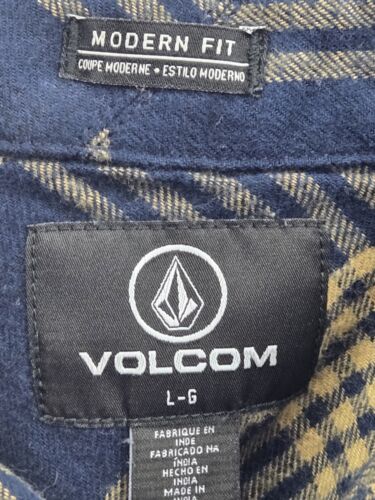 NEW Volcom Mens Caden Button Up Plaid Flannel Shirt Size Large L/S Modern Fit - Picture 5 of 6