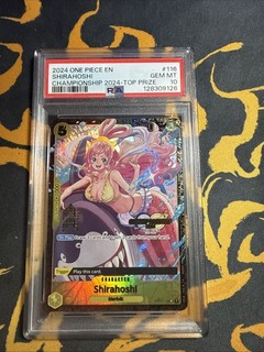 Tarjeta promocional inglesa PSA 10 One Piece Shirahoshi OP03 116 Championship 2024 Top 64
