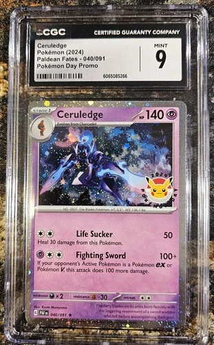 Pokemon 2024 Paldean Fates Ceruledge Pokemon Day 40 CGC 9 MINT