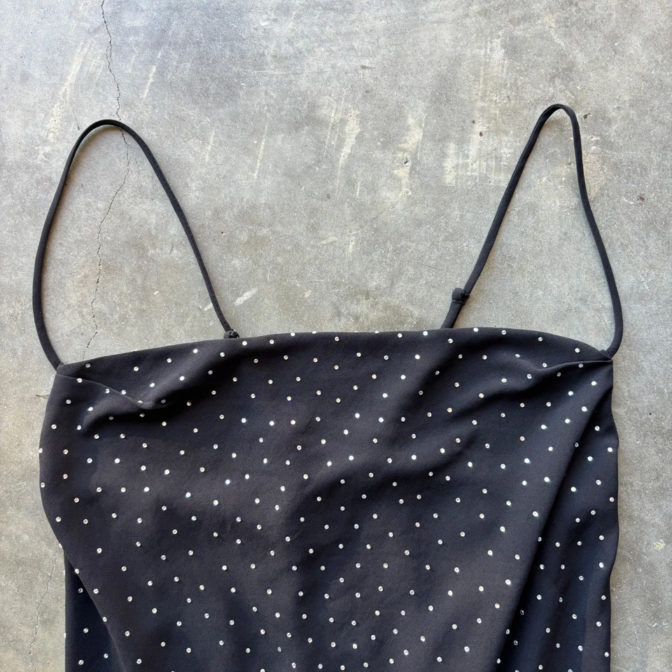 ASTR Rhinestone Studded Bodysuit Women's Size Large Black Sleeveless Cowl Neck - Image 2 of 4