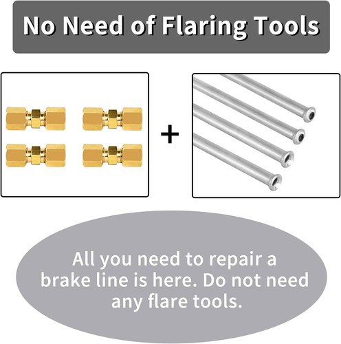 Brake Line Repair Kit - Upgraded 3/16 Stainless Steel Including 2... - Picture 6 of 8