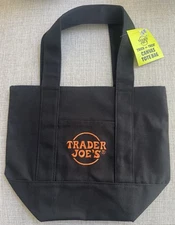 Trader Joe's *Limited Edition* Mini Halloween Black/ Orange Canvas Tote Bag, NEW