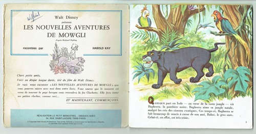 AVENTURES MOWGLI LIVRE JUNGLE Vinyle 45T Livre H. KAY Walt Disney DISNEYLAND 338 - Picture 3 of 11