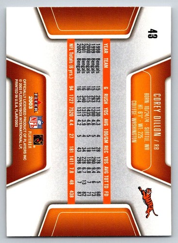 2003 Flair - Corey Dillon #43 - Picture 2 of 2