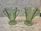 Vintage  Depression Glass  "Circle" pattern cream and sugar set