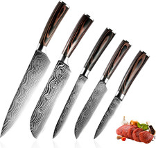 Set Di Coltelli Da Chef 5 Pezzi, Coltelli Da Cucina Tedeschi Affilati Profession