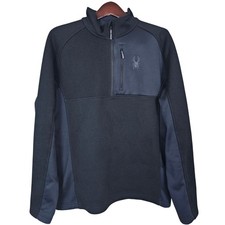 Spyder Men's XL Gait Half Zip Pullover Black Fleece Mid-Layer Ski Jacket