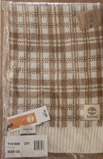 NWT Timberland Scarf Houndstooth Plaid Knit Cozy Logo Checker Tan Cream Fall 60