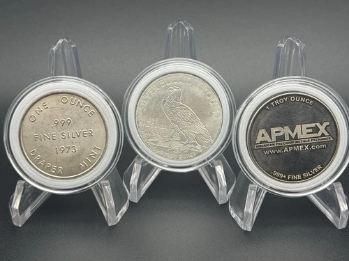 Lot of 3 - 1 Troy Oz Assorted .999 Fine Silver Round