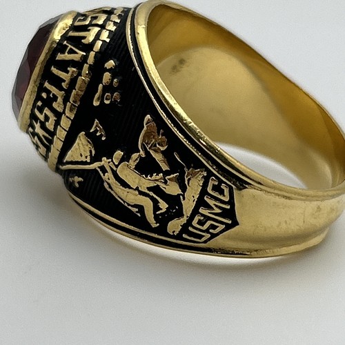 MARINE CORPS TUN TAVERNE MILITÄR VERGOLDET simulierter RUBIN RING GRÖSSE 13 - Bild 5 von 7