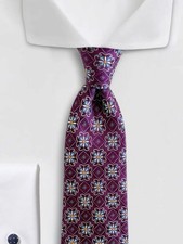 Jos A Bank Signature Collection Silk Tie Purple Blue Floral Medallion Diamond