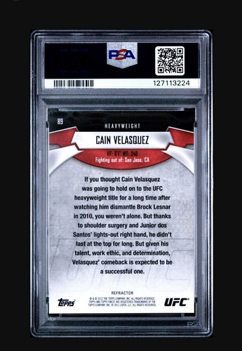 2012 Finest UFC X-Fractors #/188 Cain Velasquez #89 PSA 9 - Picture 2 of 2