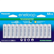 Eneloop AA NIMH Rechargeable Batteries 12-Pack 2000mAh Typical 1900mAh Minimum