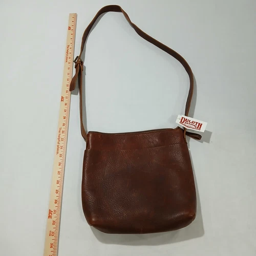 DULUTH TRADING Lifetime Leather Crossbody Bag Sling Womens Brown Pebbled Western