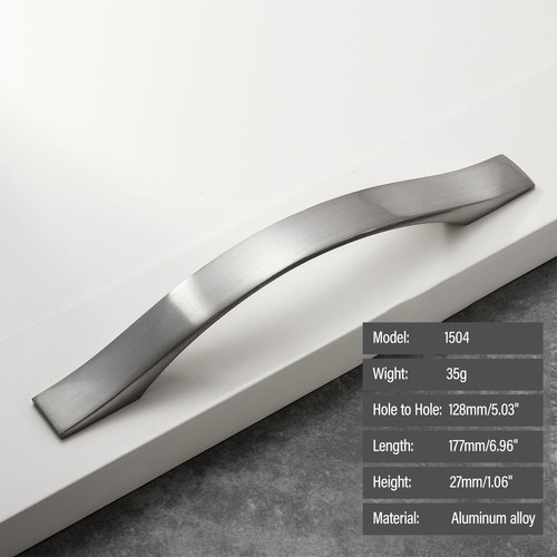 5" Modern Curved Kitchen Cabinet Drawer Handles Furniture Pulls Brushed Nickel - Picture 2 of 6