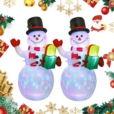 5ft Christmas Inflatables Snowman Outdoor Yard Rotating LED Blow Up Garden Decor