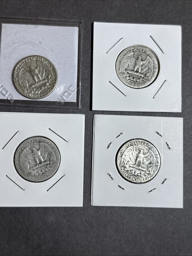 4 Lot Of Silver Washington 1936 , 1941, 1948, 1964 Quarter In Coin Holder - Picture 4 of 5
