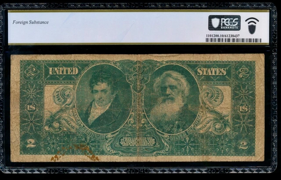 AC Fr 248 1896 $2 Silver Certificate EDUCATIONAL PCGS 10 comment - Image 2 of 2