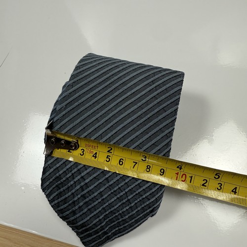 Hugo Boss Silk Tie Grey Blue Seersucker Type Feel Made In Italy Designer - Picture 17 of 17