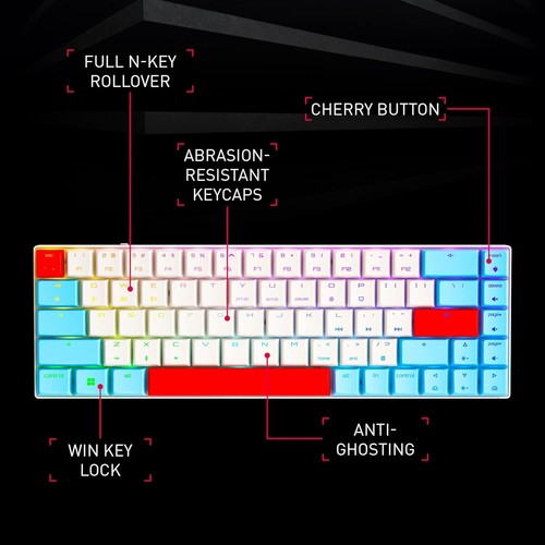 CHERRY MX-LP 2.1 Compact Wireless, small cordless gaming keyboard with 68 keys, - Picture 7 of 8