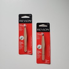 2 Revlon Designer Series Slant Tip Tweezer High Precision Stainless Steel 24430