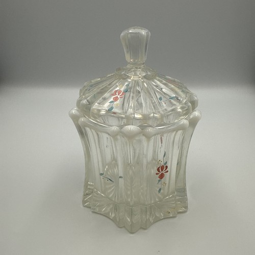 Fenton Vulcan Opalescent Hand Painted Lidded Candy Dish - Picture 4 of 9