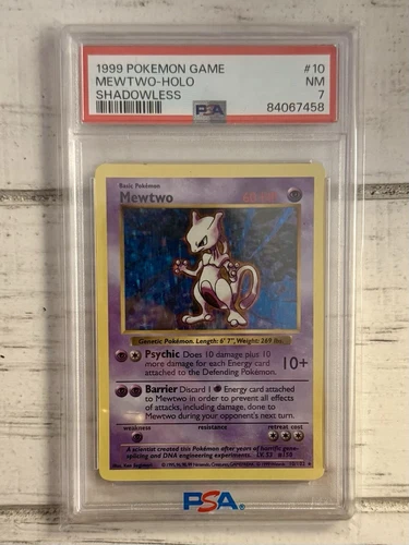 Shadowless Mewtwo Holo - 10/102 - Base Set Vintage WOTC Pokémon Card - PSA 7