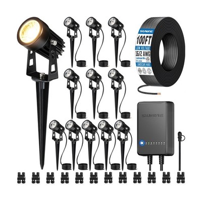 SUNVIE All-in-One LED Low Voltage Landscape Lighting Kit, 12-Pack Landscape L...