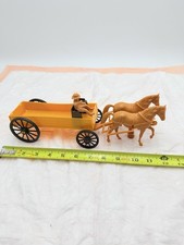 Vintage Cowboy Western Toy Horse With Wheel Piece And Wagon