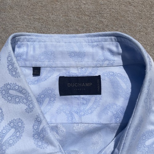 Duchamp London Shirt Mens Large Light Blue Paisley Button Up Dress Long Sleeve - Picture 2 of 5