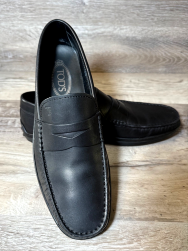 TOD'S City Gommino Hard Sole Driving Shoes - Penny Loafers Black Men's 8.5 Italy
