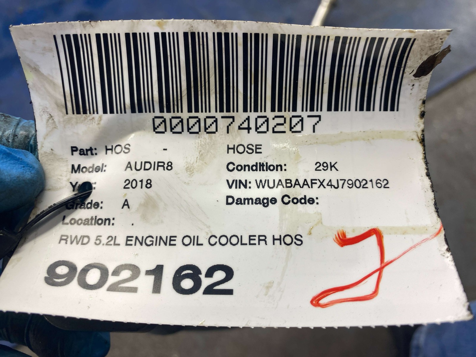 2017-2023 AUDI R8 V10 4S RWS OEM RWD 5.2L ENGINE OIL COOLER HOSE TUBE 4S0115687C