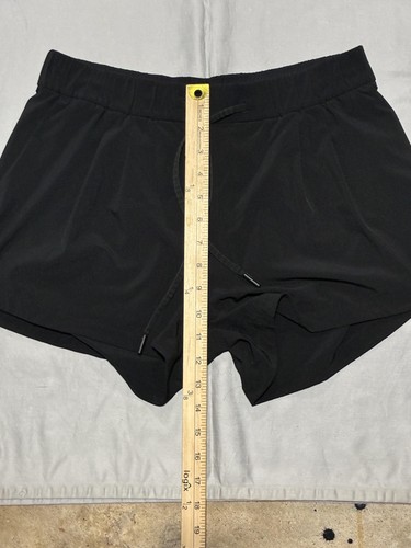 Lululemon Shorts Womens 8 Black Running Lined Drawstring Curved Hem Quick Dry - Picture 12 of 14