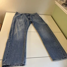Levi Men 505 Straight Leg Regular Fit Blue Jeans Size 36 X 30 Stretch Streetwear