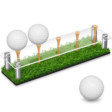 Acrylic Metal Golf Ball Holder Display Case with Black Base and Turf Golf Bal...
