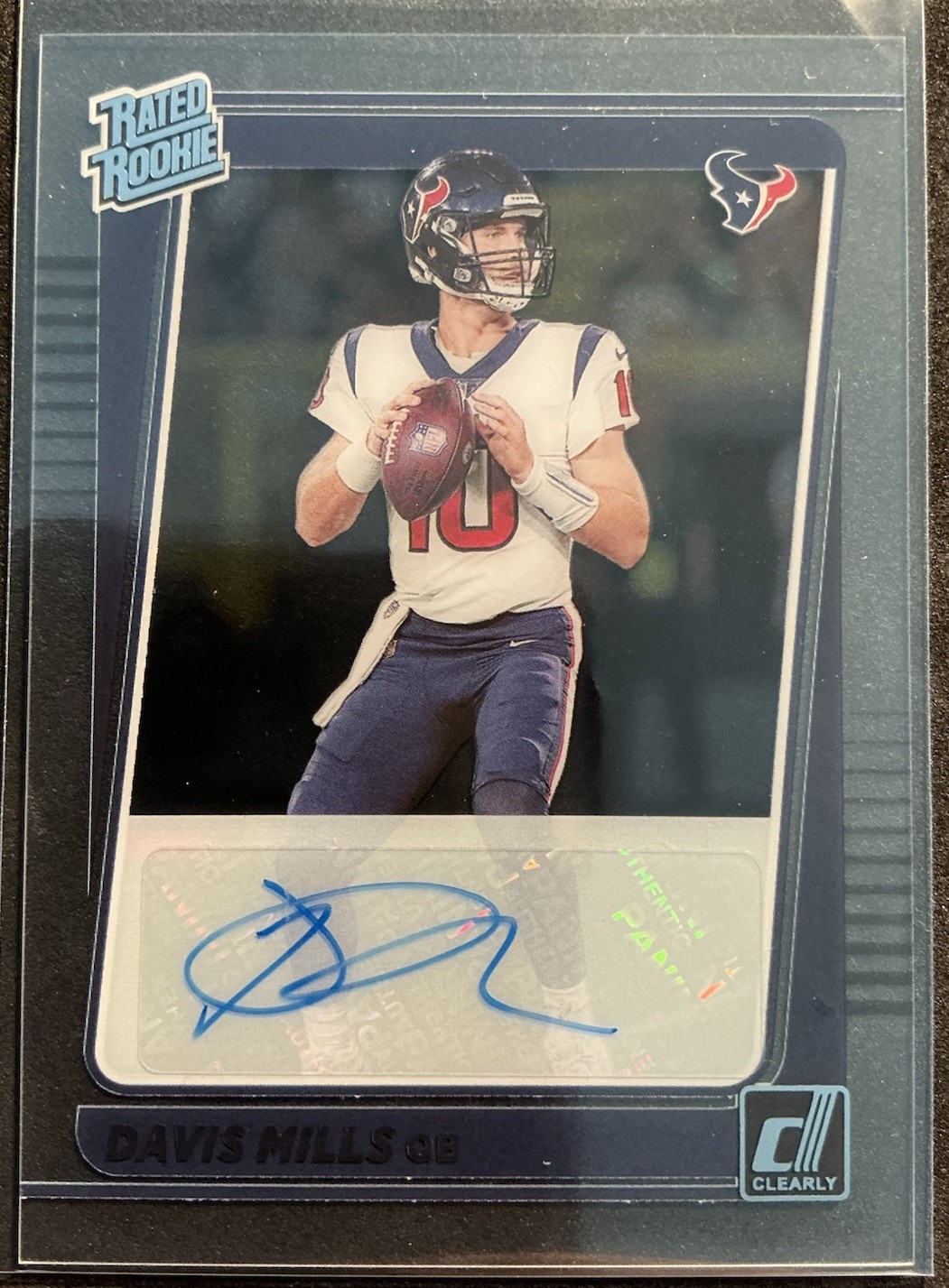 2021 Panini Clearly Donruss Rated Rookie Davis Mills Autograph R.C.