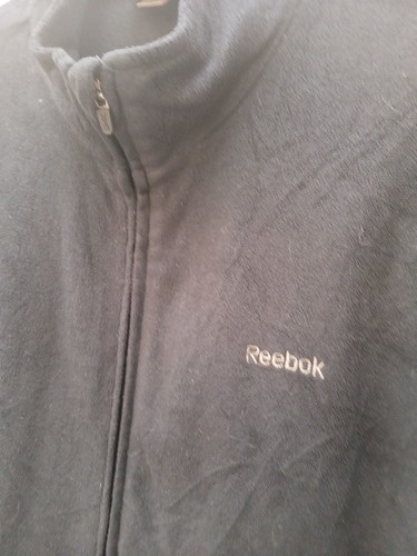 Reebok  XL Full Zip Black Fleece Long Sleeve Front Pockets Logo P2P 24" Lgth 30" - Picture 7 of 15