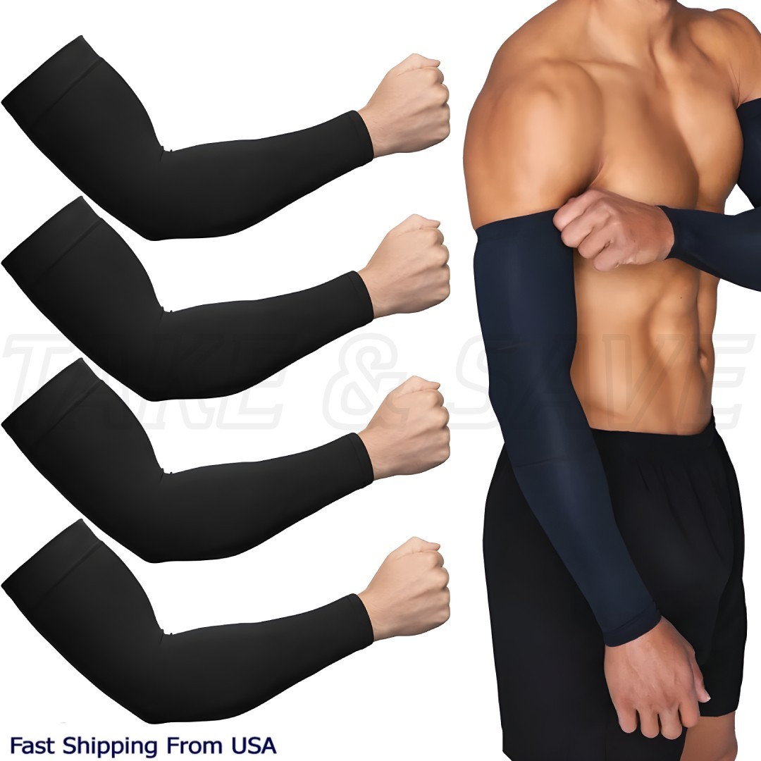 4 Pairs Cooling Arm Sleeves Cover UV Sun Protection Sports Outdoor For Men Women