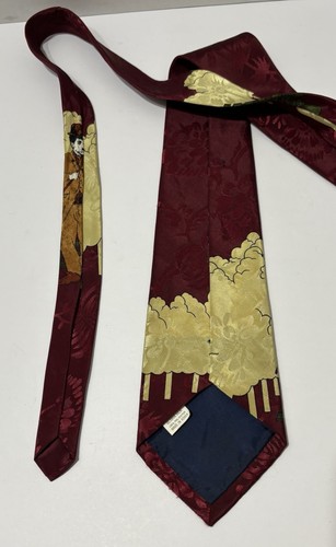 "Corbata Charlie Chaplin vintage de seda Gloria 100 % poliéster Corea 57-1/2"" x 3-7/8""" - Imagen 9 de 10