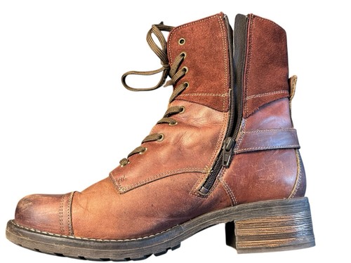 TAOS Womens Crave Sz 12-12.5 EU 43 Leather Zip Buckle Combat Boots Shoe Burgundy - Bild 20 von 24