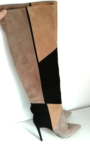 Aldo 5,5 UK Overknee Stiefel Absatz schwarz braun beige Leder Slipper High - Bild 2 von 8