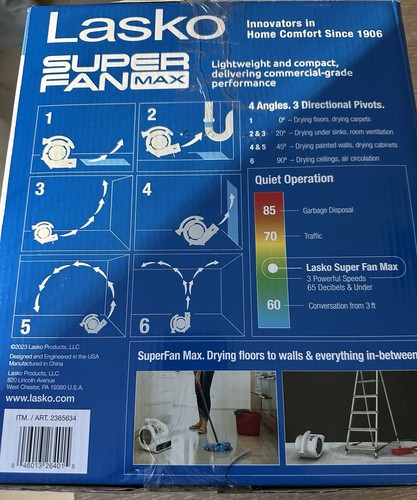 Lasko Super Fan Max Compact Air Mover SF-20-G2 Mehrzweck - Weiß NEU✅ - Bild 2 von 6