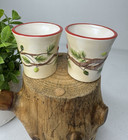 Set/2 Yankee Candle Christmas Candle Holder Small Lights Pine Cone Branch 2 3/4"