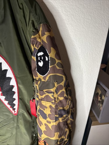 A Bathing Ape Bape Shark Bomber Jacket Size XXXL 100% Authentic RARE 🔥 - Picture 8 of 16