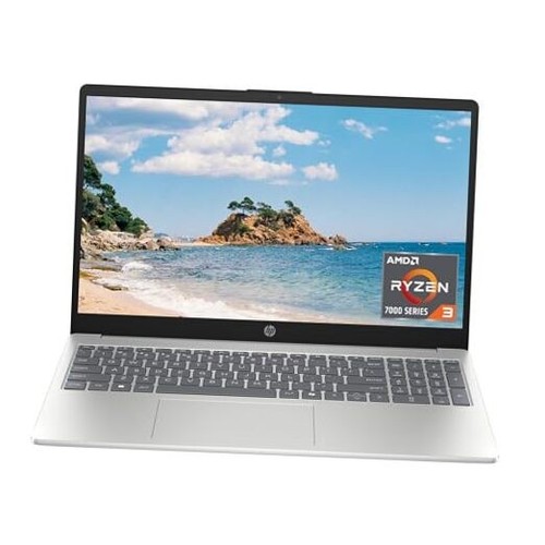 15.6 inch Laptop, HD Touchscreen Display, AMD Ryzen 3 7320U, 8 GB RAM, 128 GB