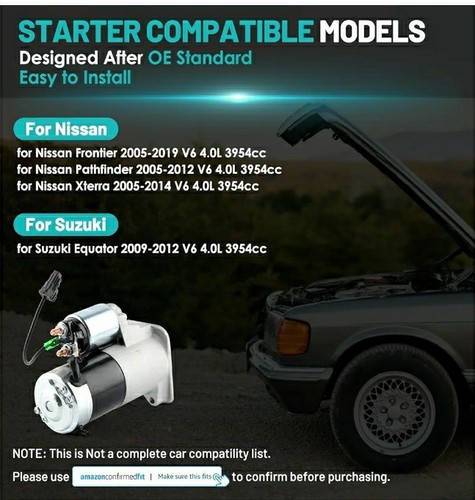 Starter Motor 17942 Fit for Nissan Xterra 2005-15, Pathfinder 2005-12 M001TA0071 - Picture 9 of 13