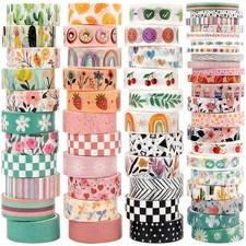 55 Rolls Holiday Washi Tape Set - Decorative Tape Seasonal Bohemian Colored T...